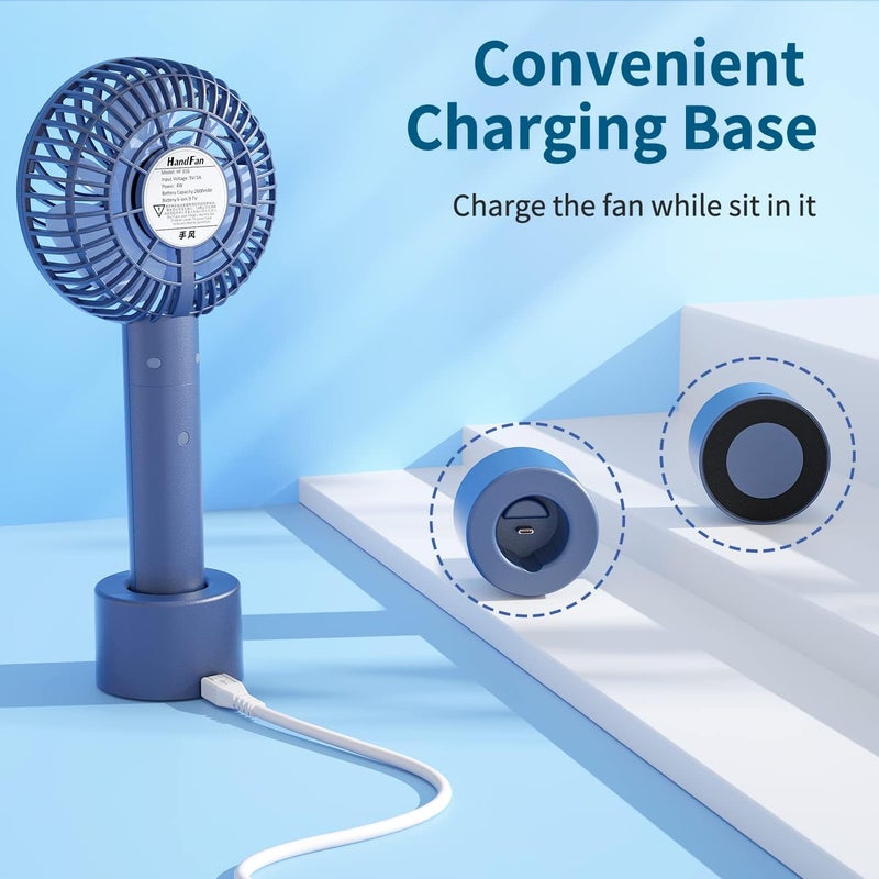 HandFan Portable Handheld Fan, Small Personal Hand Fan, Electric Mini Cooling Fans, USB Rechargeable Desk Fans for Travel Beach Makeup Office Disney, Gifts for Women(Royal Blue) - Image 4
